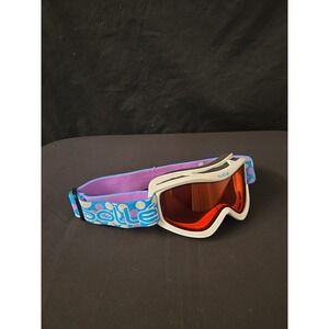 BOLLE SKI GOGGLES White Frames Red Clear Lenses‎ Snowboard Blue Adjustable Strap